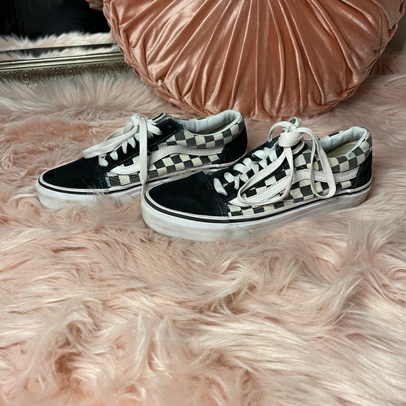 BLACK VANS OLD SCHOOL CHECKERED SKATE SHOES SKATER - Picture 5 of 6